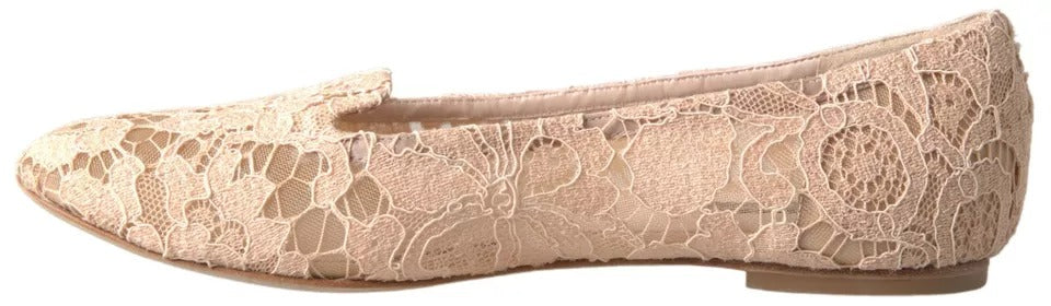 Beige Loafer mit Blumenspitze