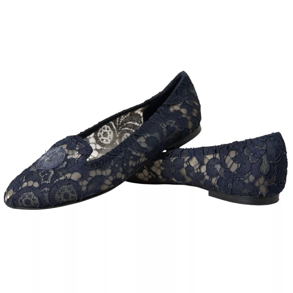 Dunkelblaue Taormina Slipper mit Spitze