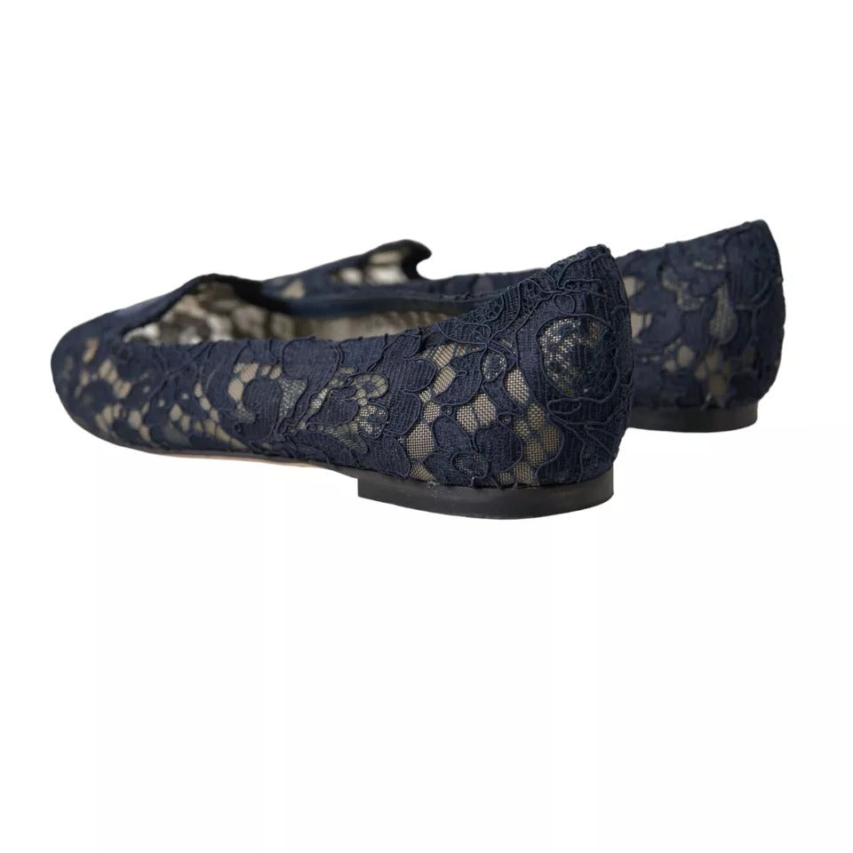 Dunkelblaue Taormina Slipper mit Spitze