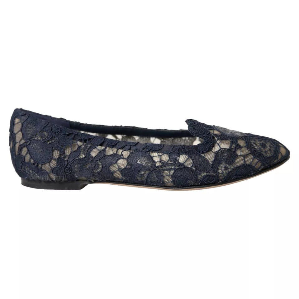 Dunkelblaue Taormina Slipper mit Spitze