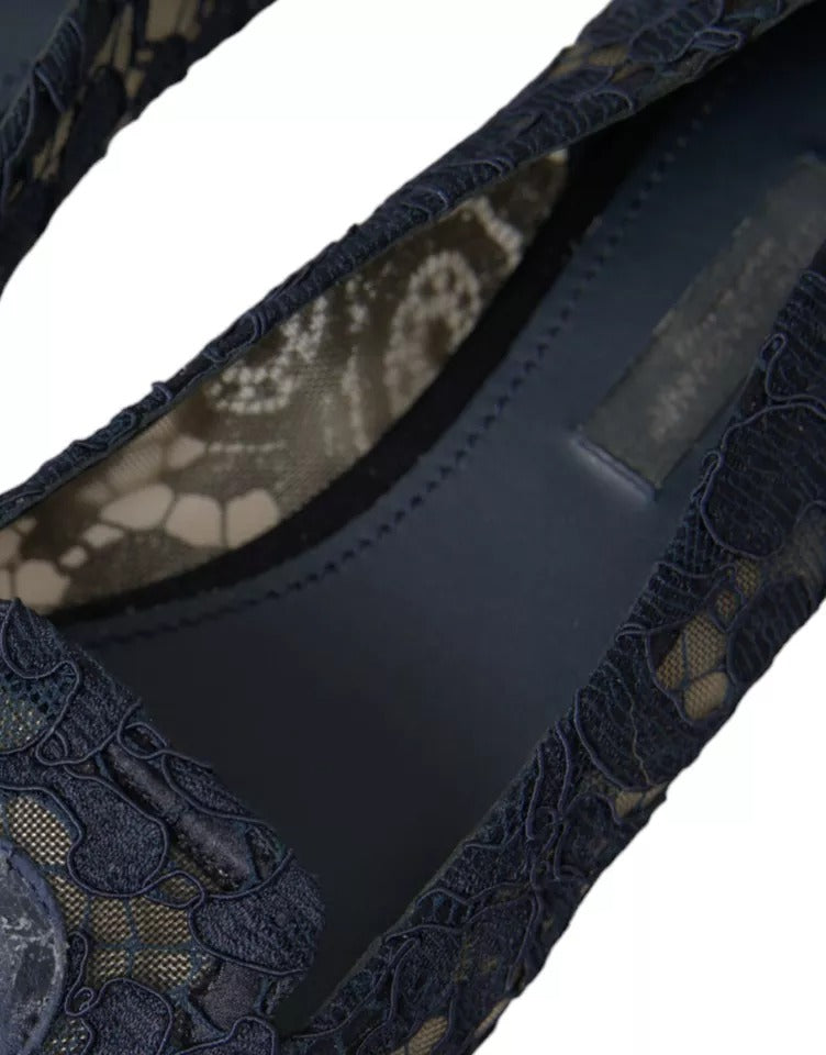 Dunkelblaue Taormina Slipper mit Spitze