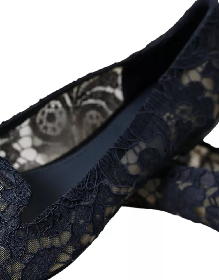 Dunkelblaue Taormina Slipper mit Spitze