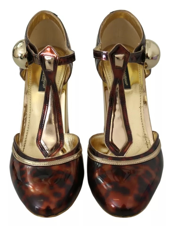 Gold Leopard T-Riemen Pumps Sandalen Schuhe