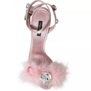 Rosa Truthahnfeder verzierte Sandalen Schuhe