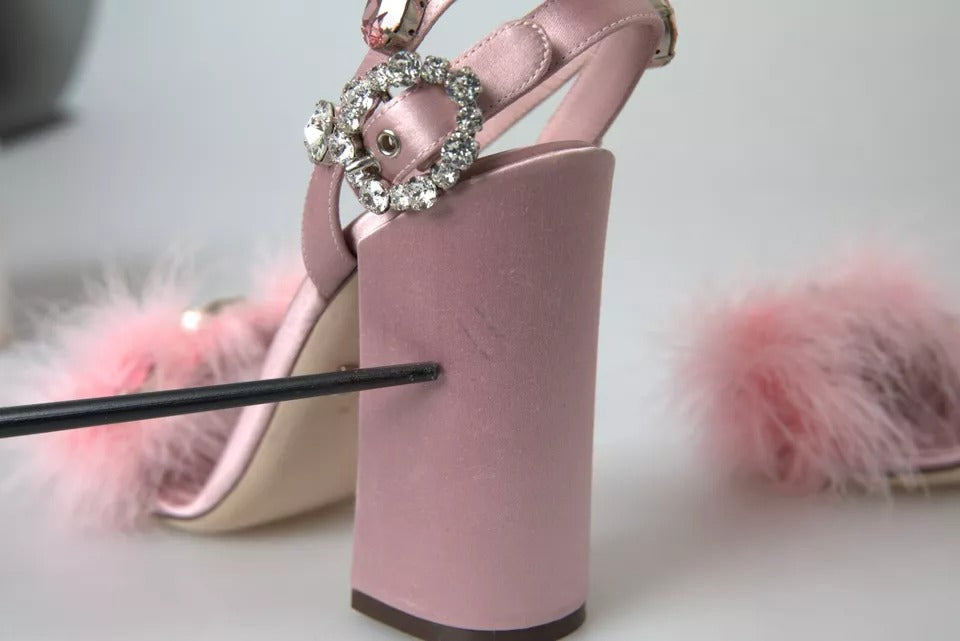 Rosa Truthahnfeder verzierte Sandalen Schuhe