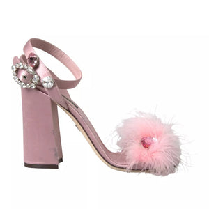Rosa Truthahnfeder verzierte Sandalen Schuhe