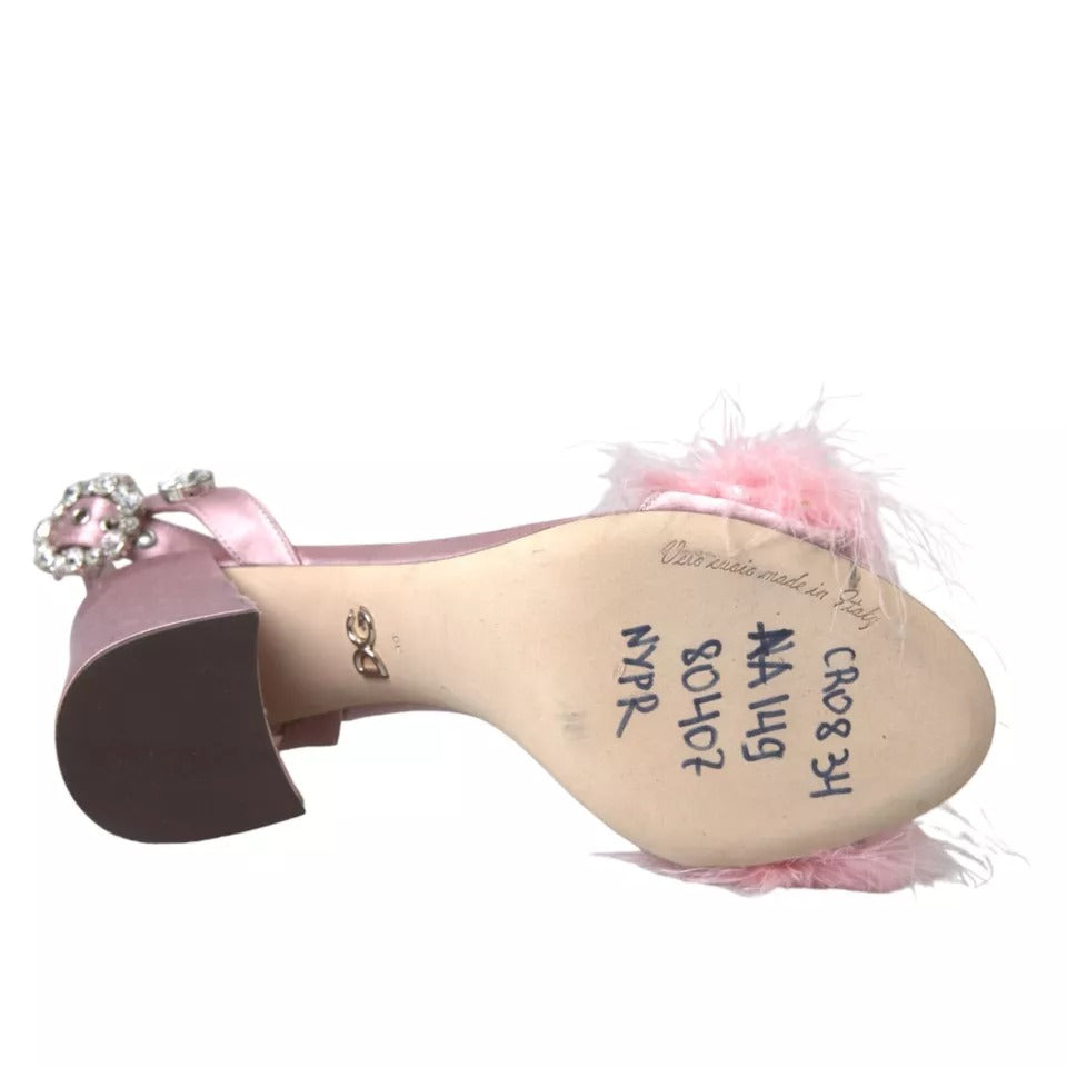 Rosa Truthahnfeder verzierte Sandalen Schuhe