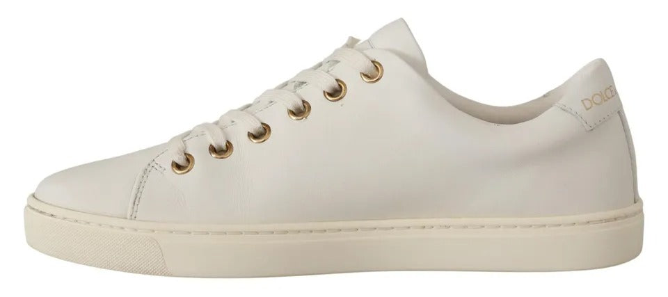 Weiße Leder Gold Rot Herz Sneakers Schuhe