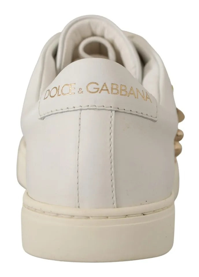 Weiße Leder Gold Rot Herz Sneakers Schuhe