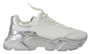 Weiß Silber Leder Daymaster Frauen Sneakers Schuhe