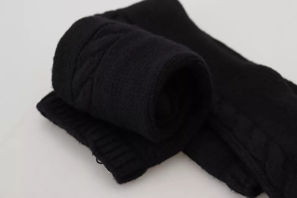 Schwarze, wadenlange Damen-Accessoire-Socken aus Wollstrick