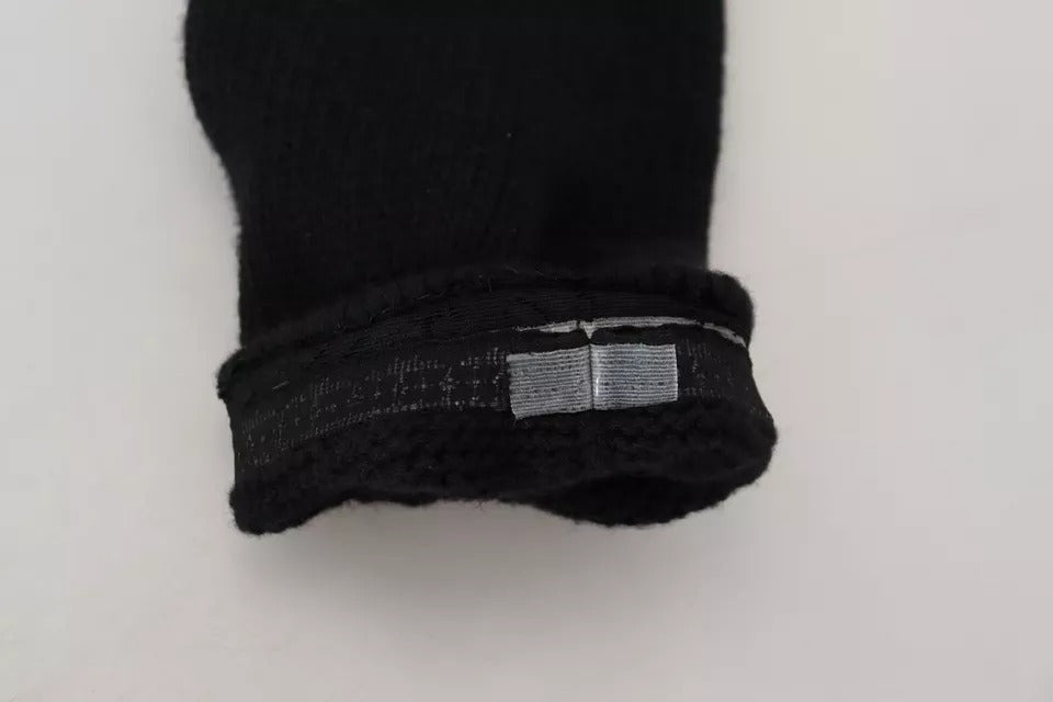 Schwarze, wadenlange Damen-Accessoire-Socken aus Wollstrick