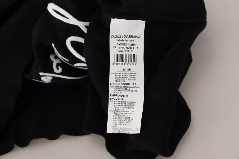 Schwarzer Polyester-Pullover mit Rundhalsausschnitt für Herren