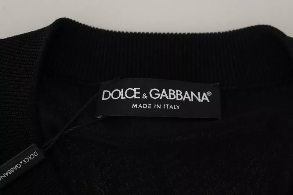 Schwarzer Polyester-Pullover mit Rundhalsausschnitt für Herren