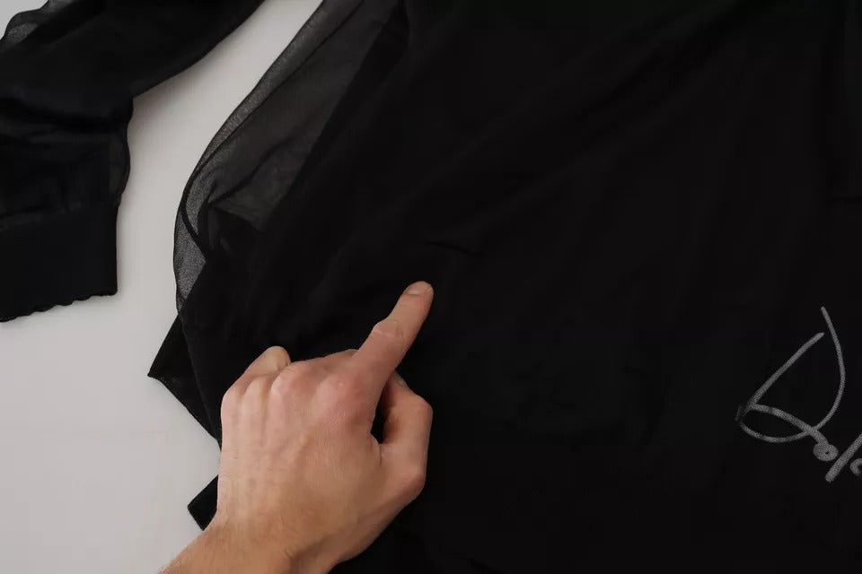 Schwarzer Polyester-Pullover mit Rundhalsausschnitt für Herren