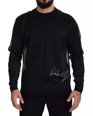 Schwarzer Polyester-Logo-Herrenpullover