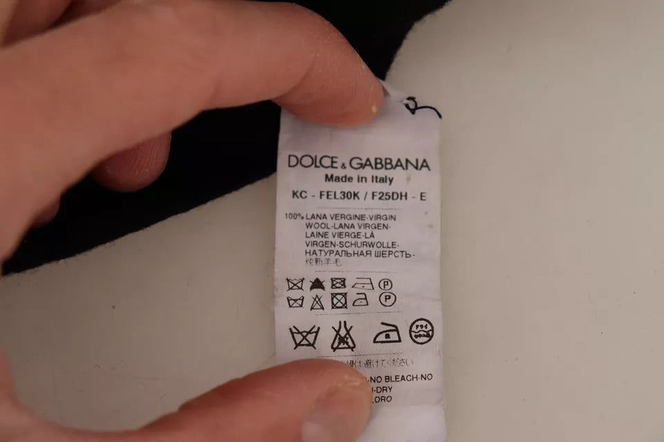 Schwarzer Wollstrick-Cardigan mit Knopfleiste