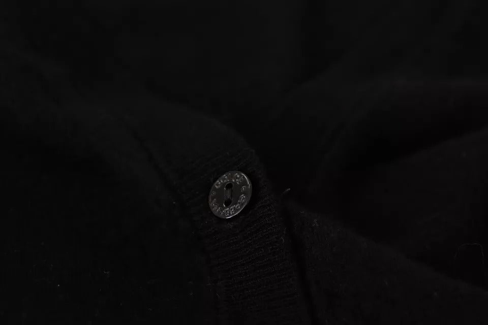 Schwarzer Wollstrick-Cardigan mit Knopfleiste