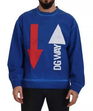 Blauer DGWAY-Pullover aus Baumwolle mit Rundhalsausschnitt