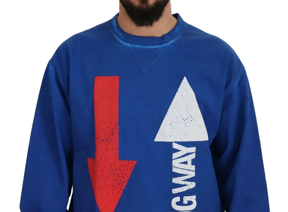 Blauer DGWAY-Pullover aus Baumwolle mit Rundhalsausschnitt