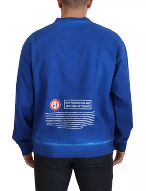 Blauer DGWAY-Pullover aus Baumwolle mit Rundhalsausschnitt