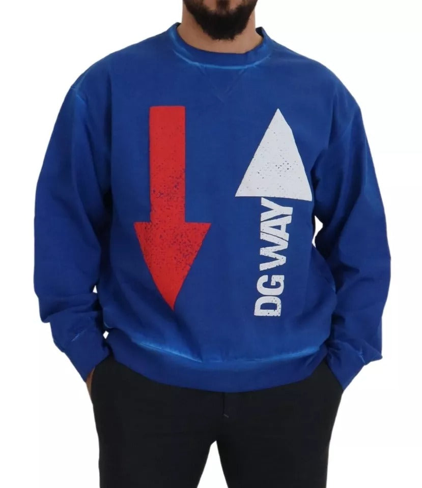 Blauer DGWAY-Pullover aus Baumwolle mit Rundhalsausschnitt