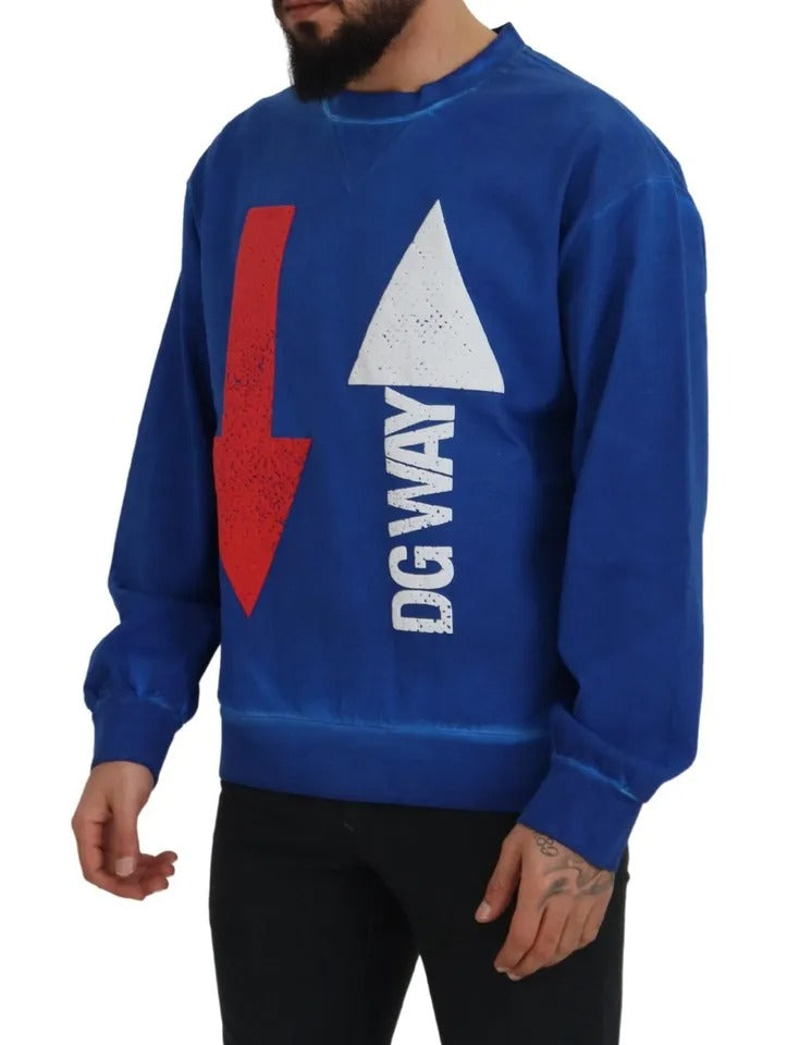 Blauer DGWAY-Pullover aus Baumwolle mit Rundhalsausschnitt