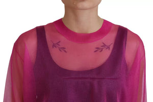 Fuchsia Polyester Rundhalspullover