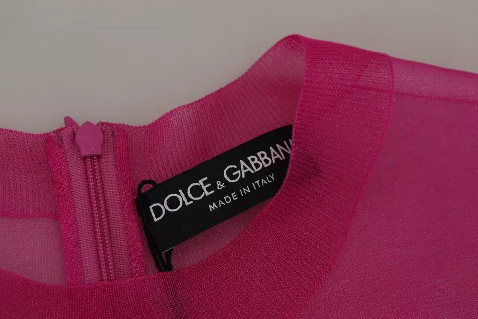 Fuchsia Polyester Rundhalspullover