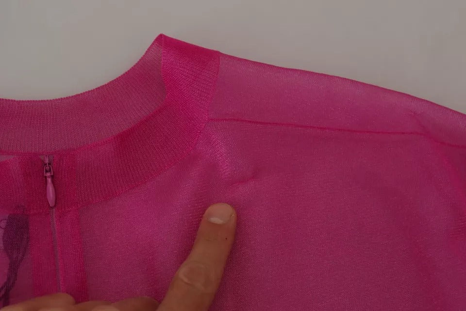 Fuchsia Polyester Rundhalspullover
