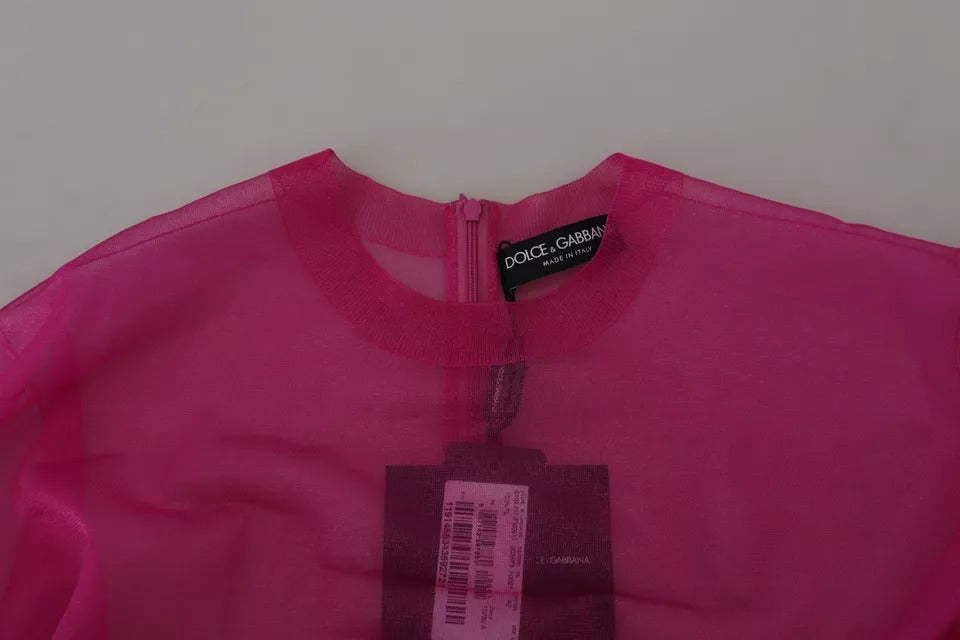 Fuchsia Polyester Rundhalspullover