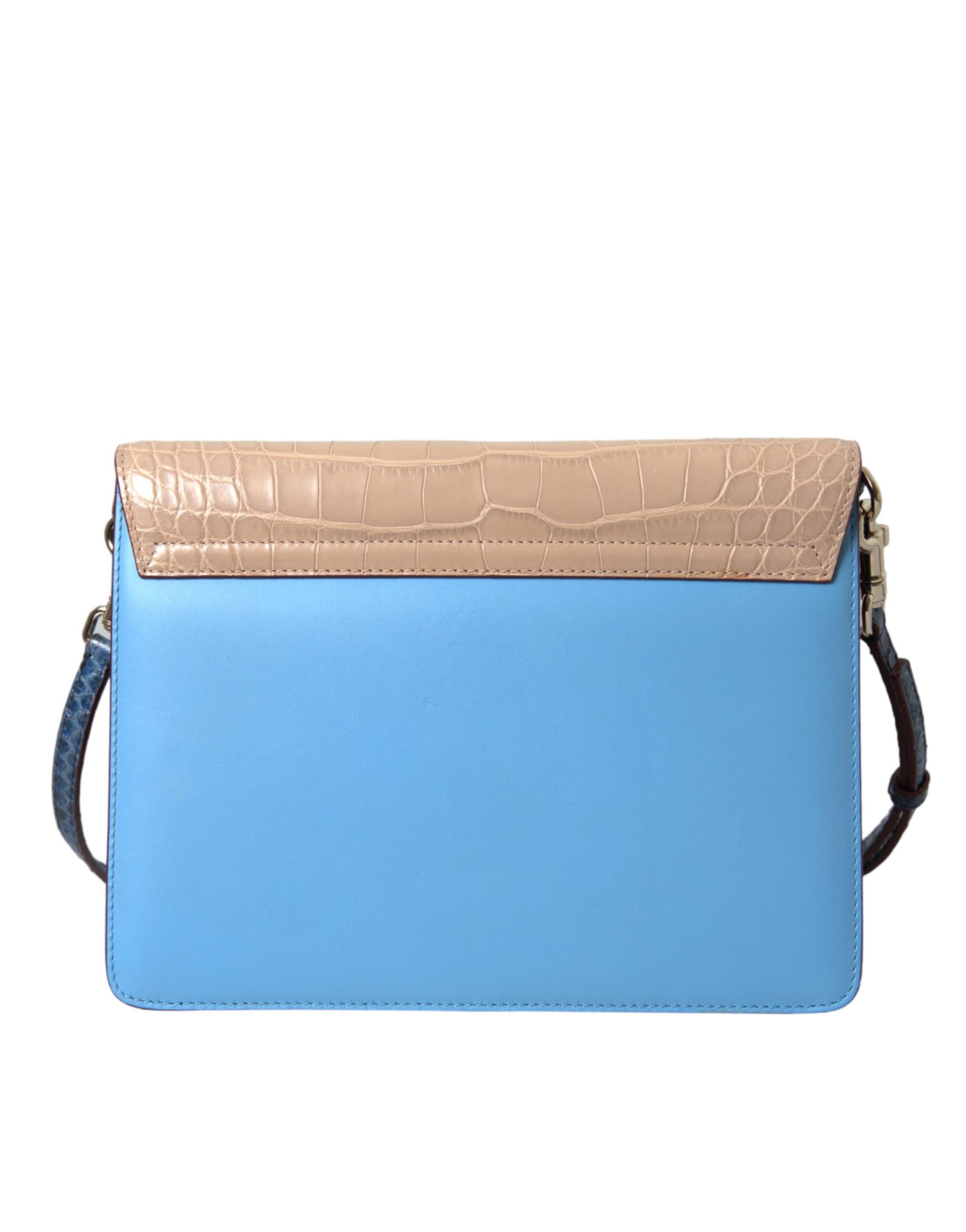 Blau-beige Umhängetasche LUCIA aus exotischem Leder