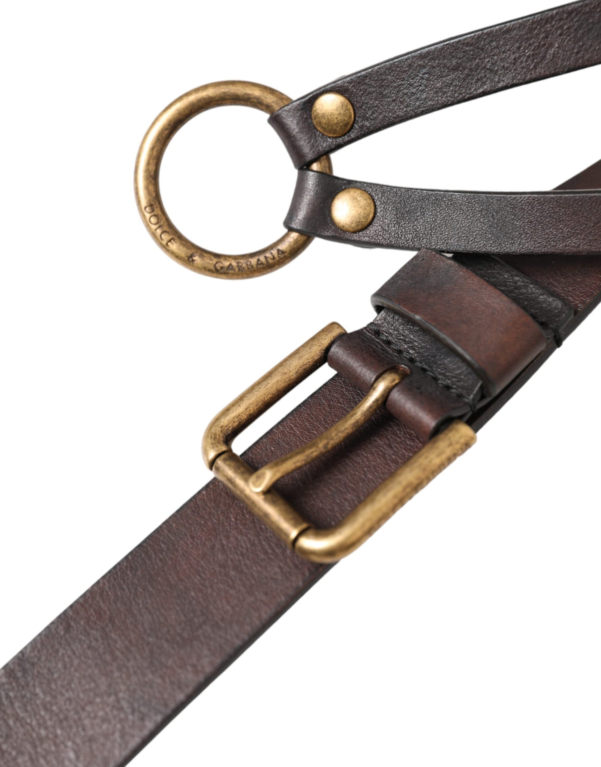 Dunkelbrauner Ledergürtel mit goldener Metallschnalle für Damen