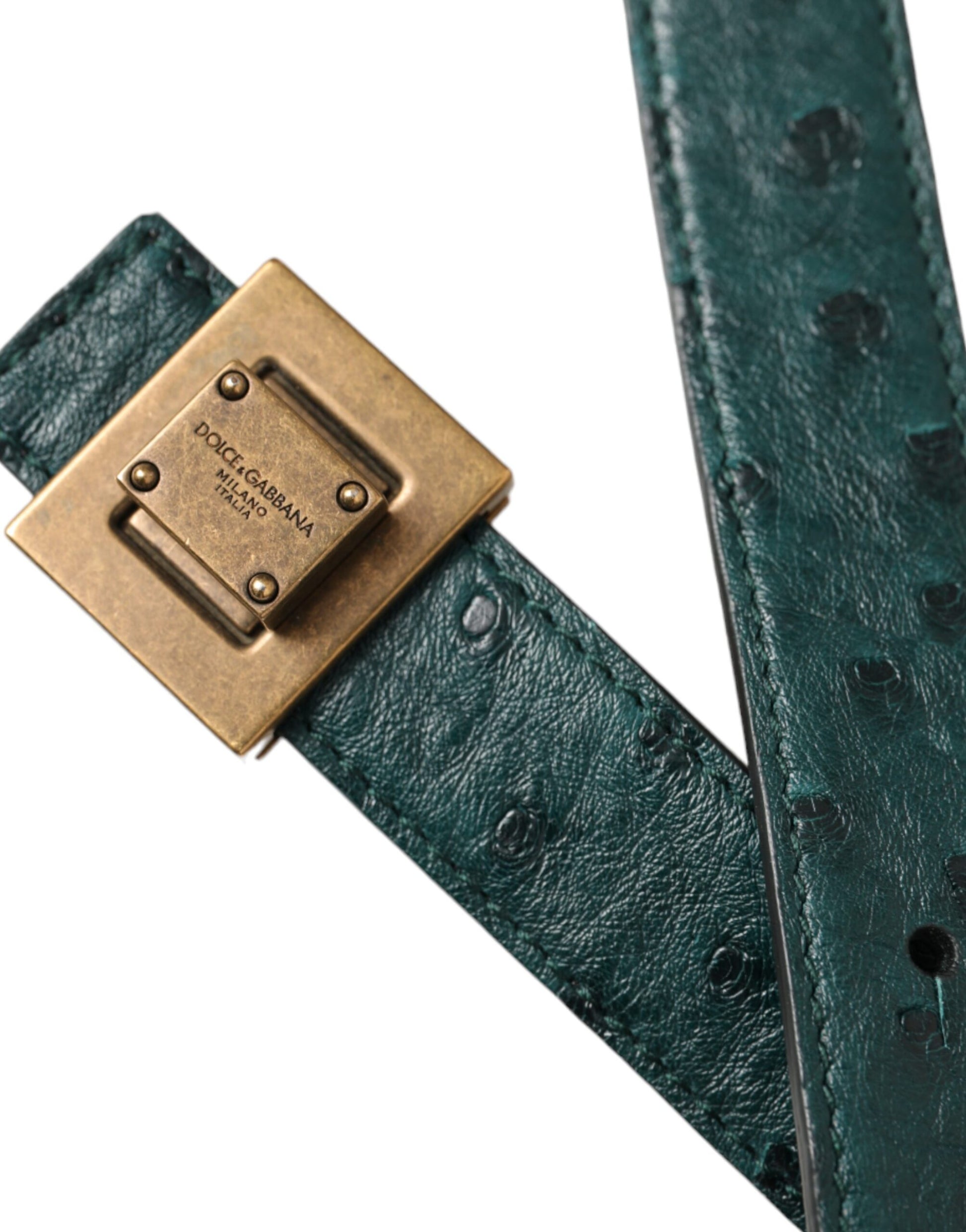 Dunkelgrüner Ledergürtel mit quadratischer Metallschnalle