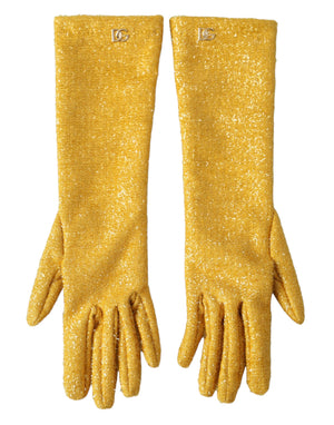 Goldfarbene Lurex Fantasia Handschuhe in mittlerer Armlänge