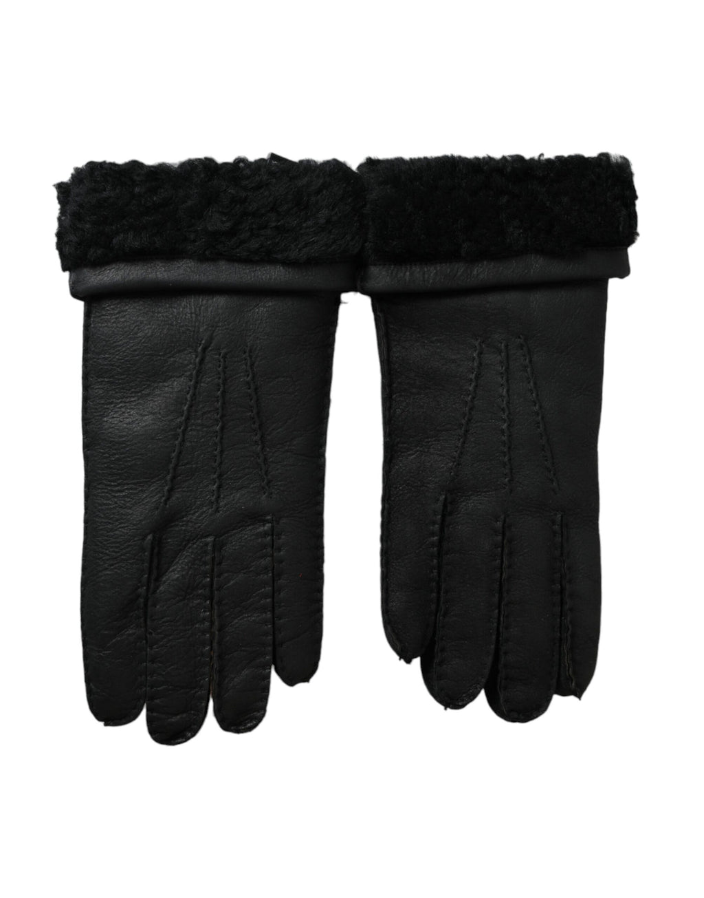 Kurze Handschuhe aus schwarzem Lederfell
