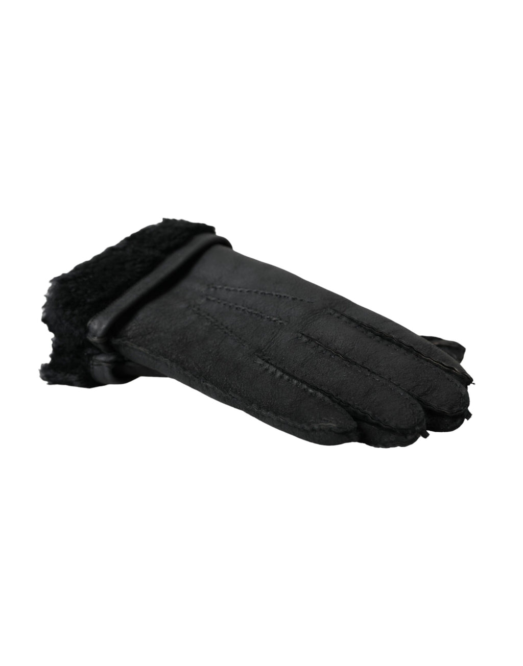 Kurze Handschuhe aus schwarzem Lederfell