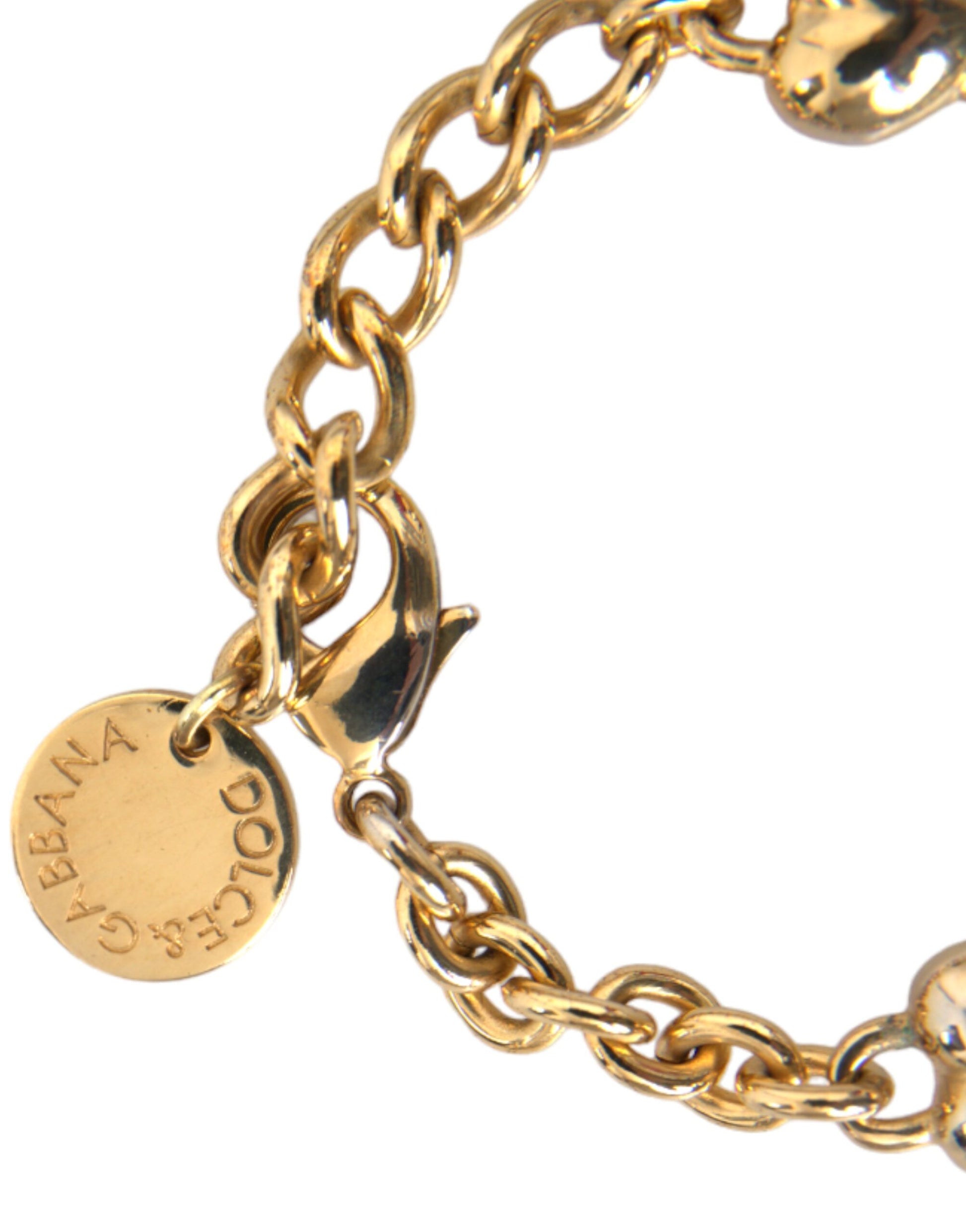 Goldfarbenes Messing-Kettenarmband „MY DOG“ mit Herz