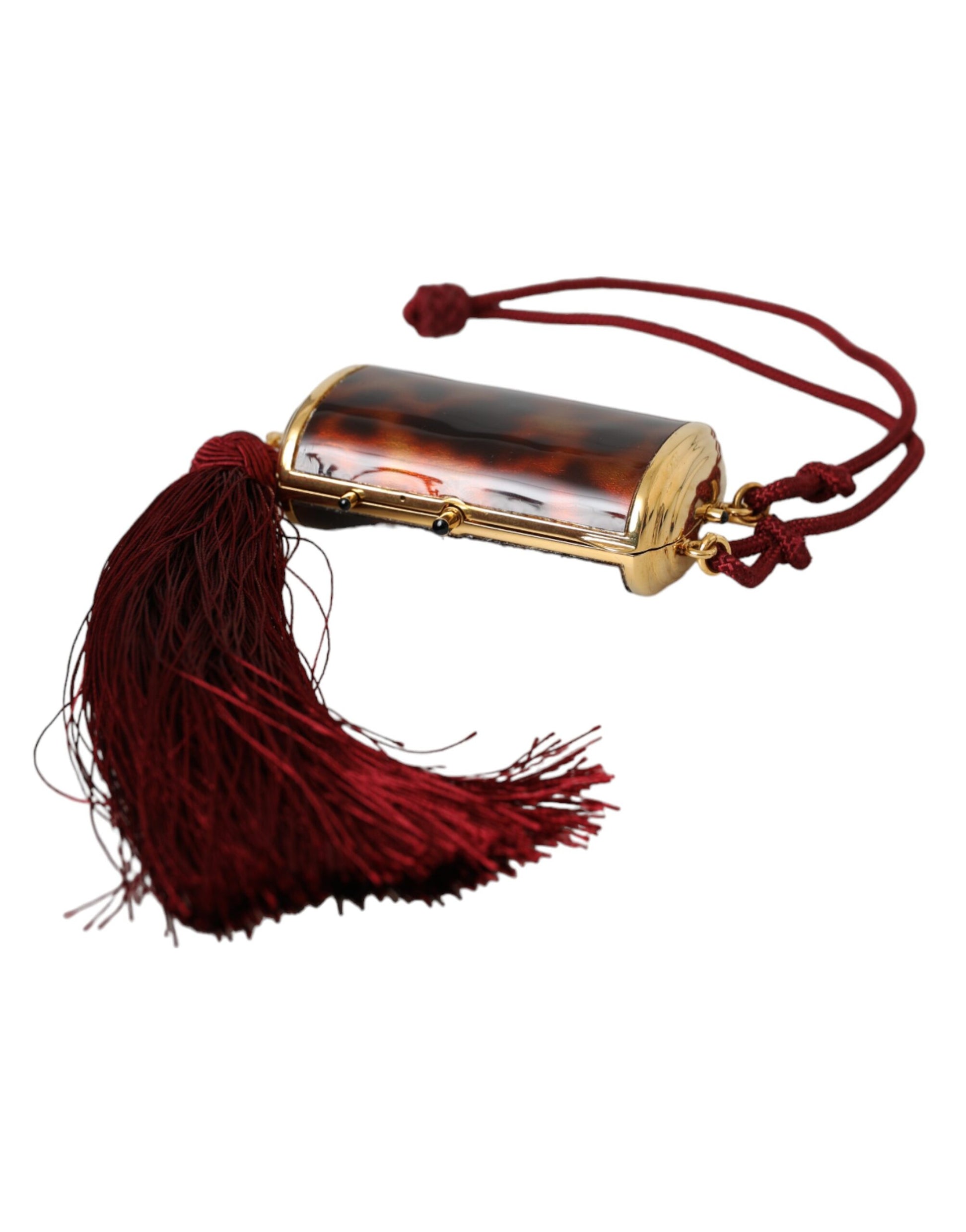 Braune Mini-Make-up-Tasche mit Spiegel und Quaste in Leopardenmuster