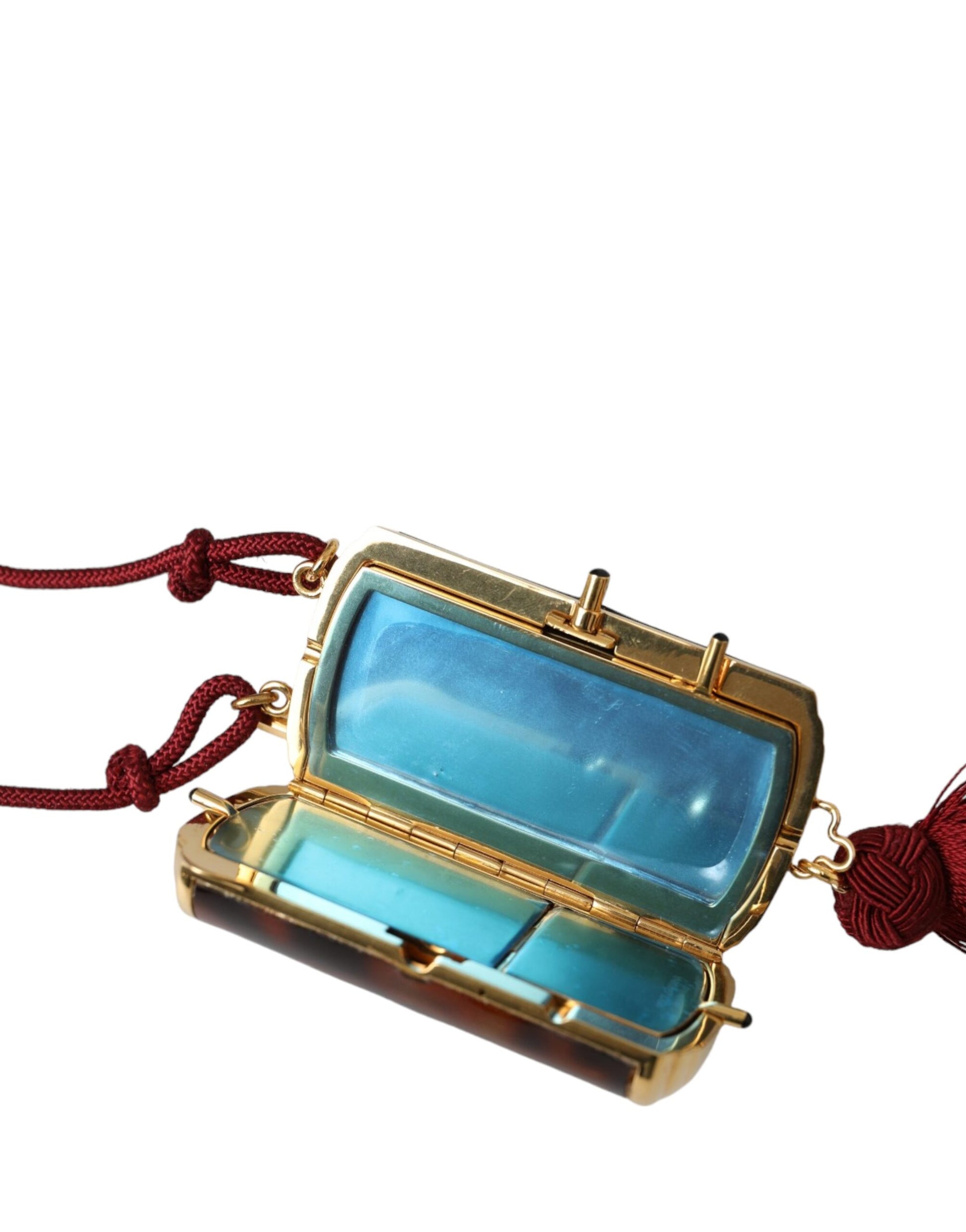 Braune Mini-Make-up-Tasche mit Spiegel und Quaste in Leopardenmuster