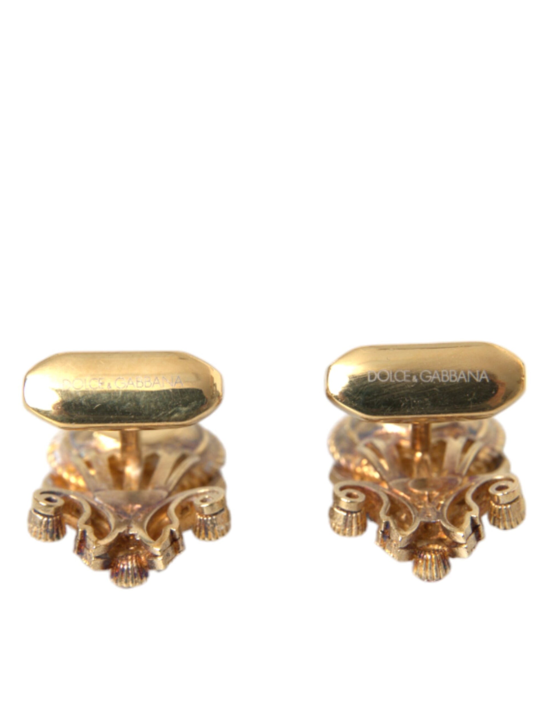 Goldfarbene Manschettenknöpfe aus 925er Sterlingsilber mit Kristall