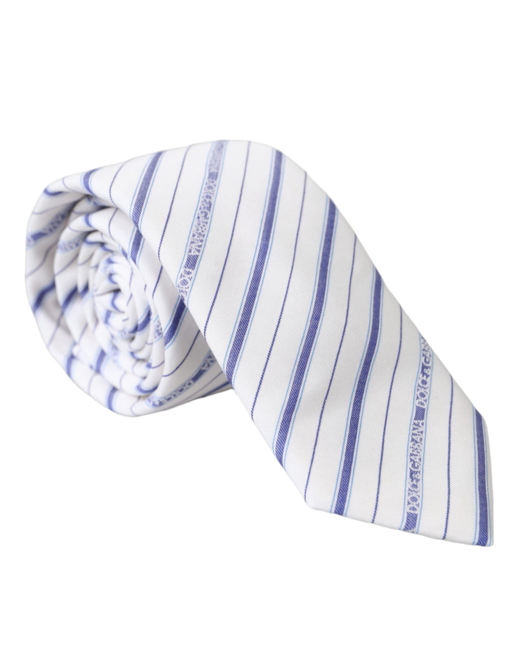 Verstellbare Seidenkrawatte mit weißen und blauen Streifen