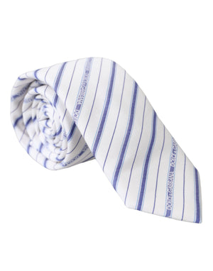 Verstellbare Seidenkrawatte mit weißen und blauen Streifen