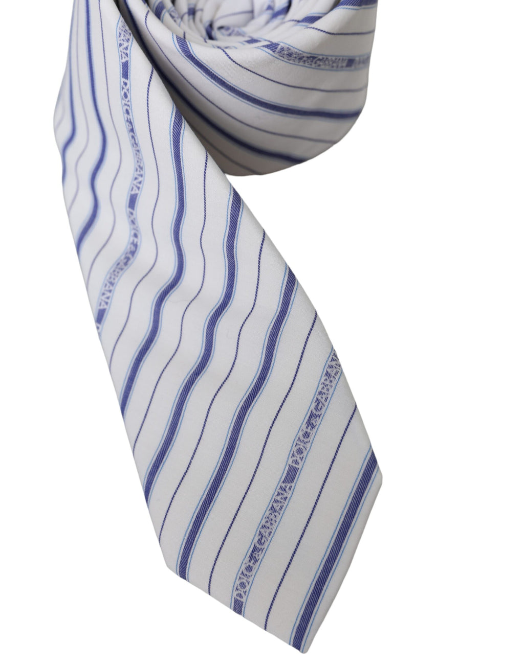 Verstellbare Seidenkrawatte mit weißen und blauen Streifen