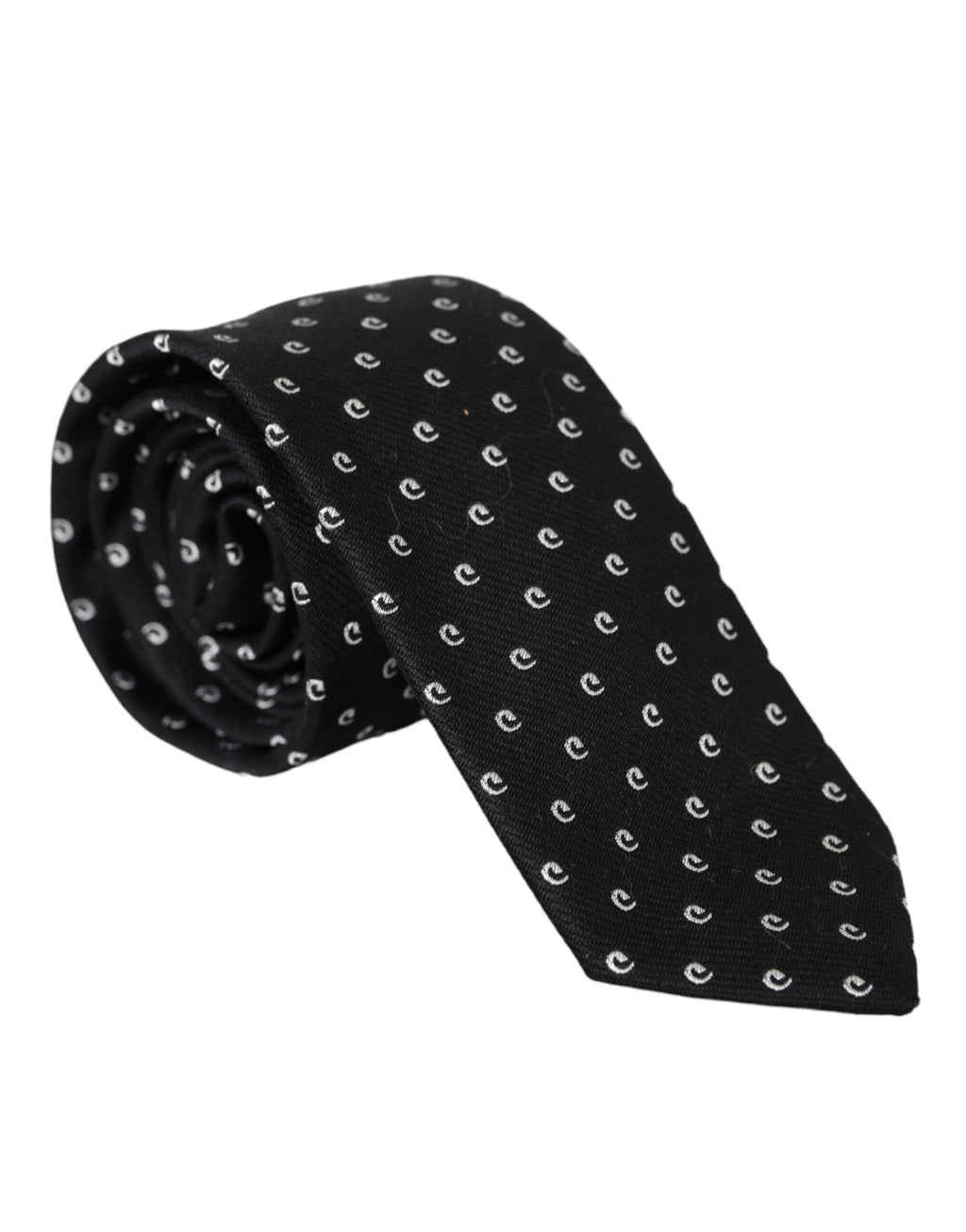 Schwarze, verstellbare Krawatte aus Baumwollmischung mit Logo