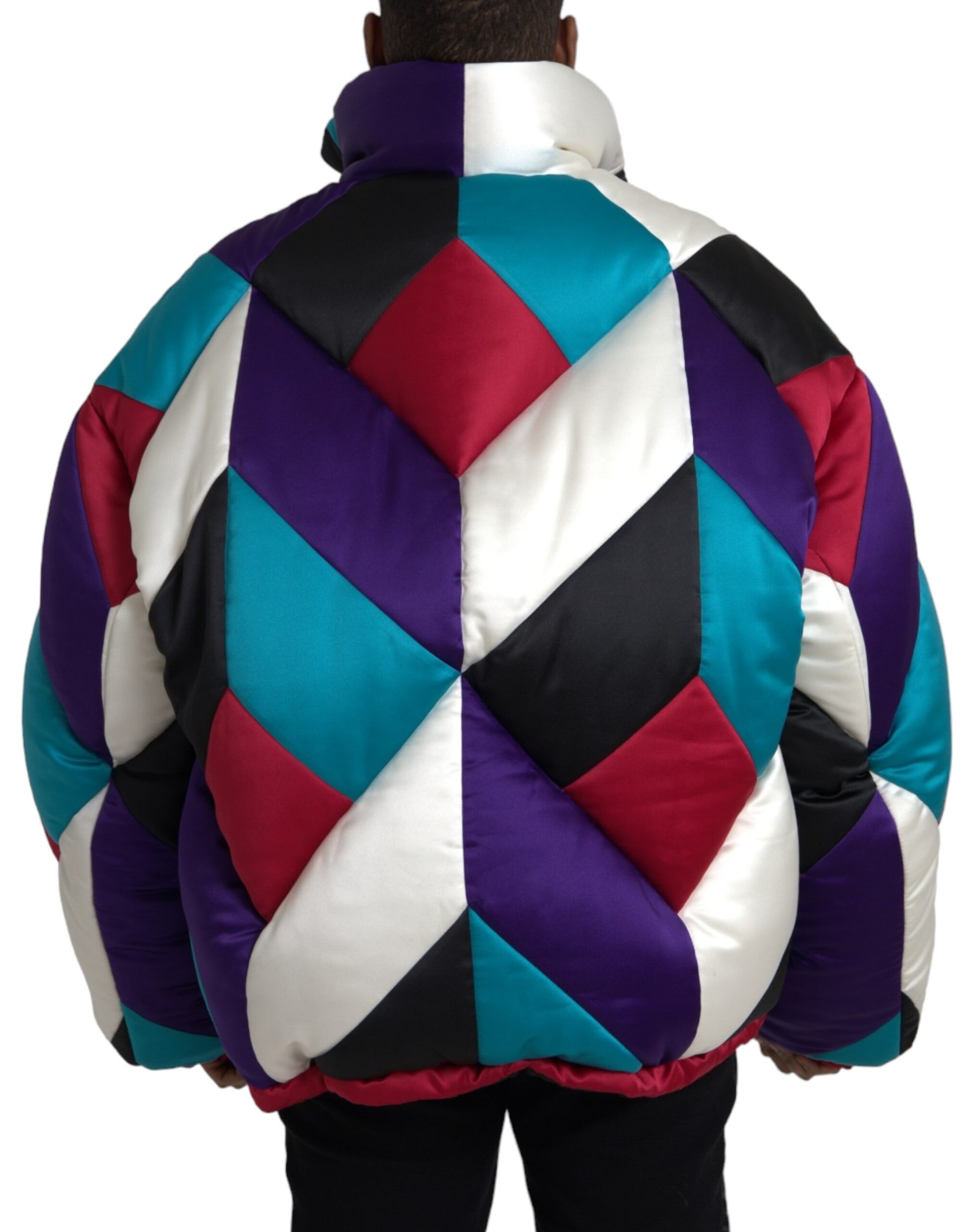 Mehrfarbige Windbreaker-Pufferjacke mit Logo