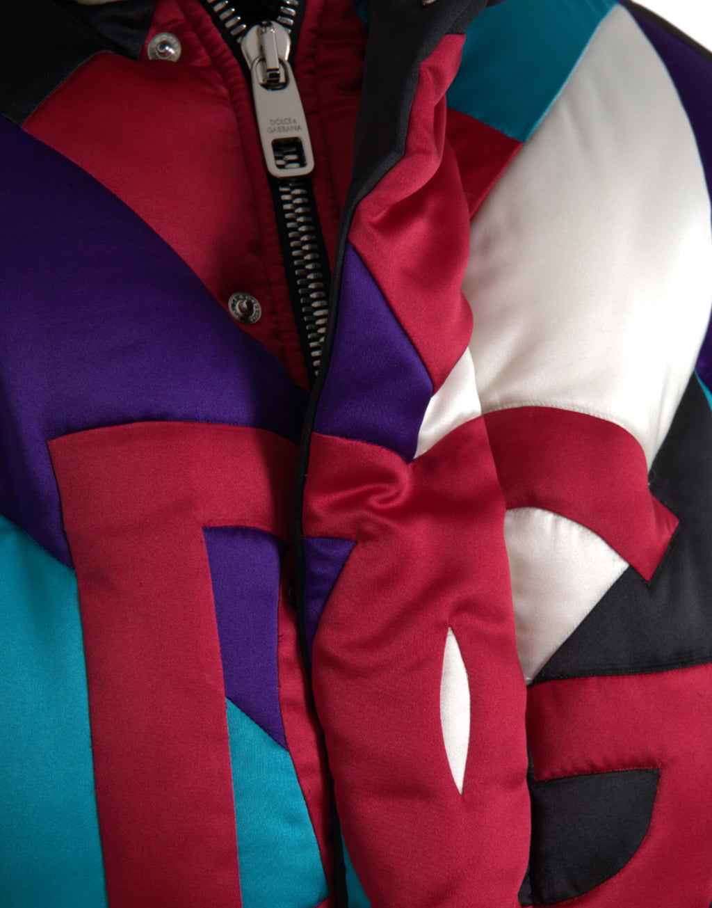 Mehrfarbige Windbreaker-Pufferjacke mit Logo