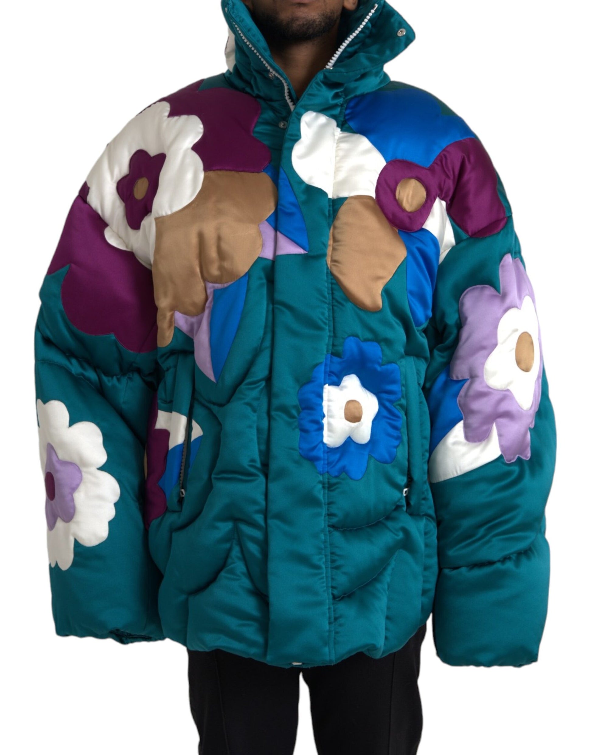 Mehrfarbige Windjacke mit Blumenmuster
