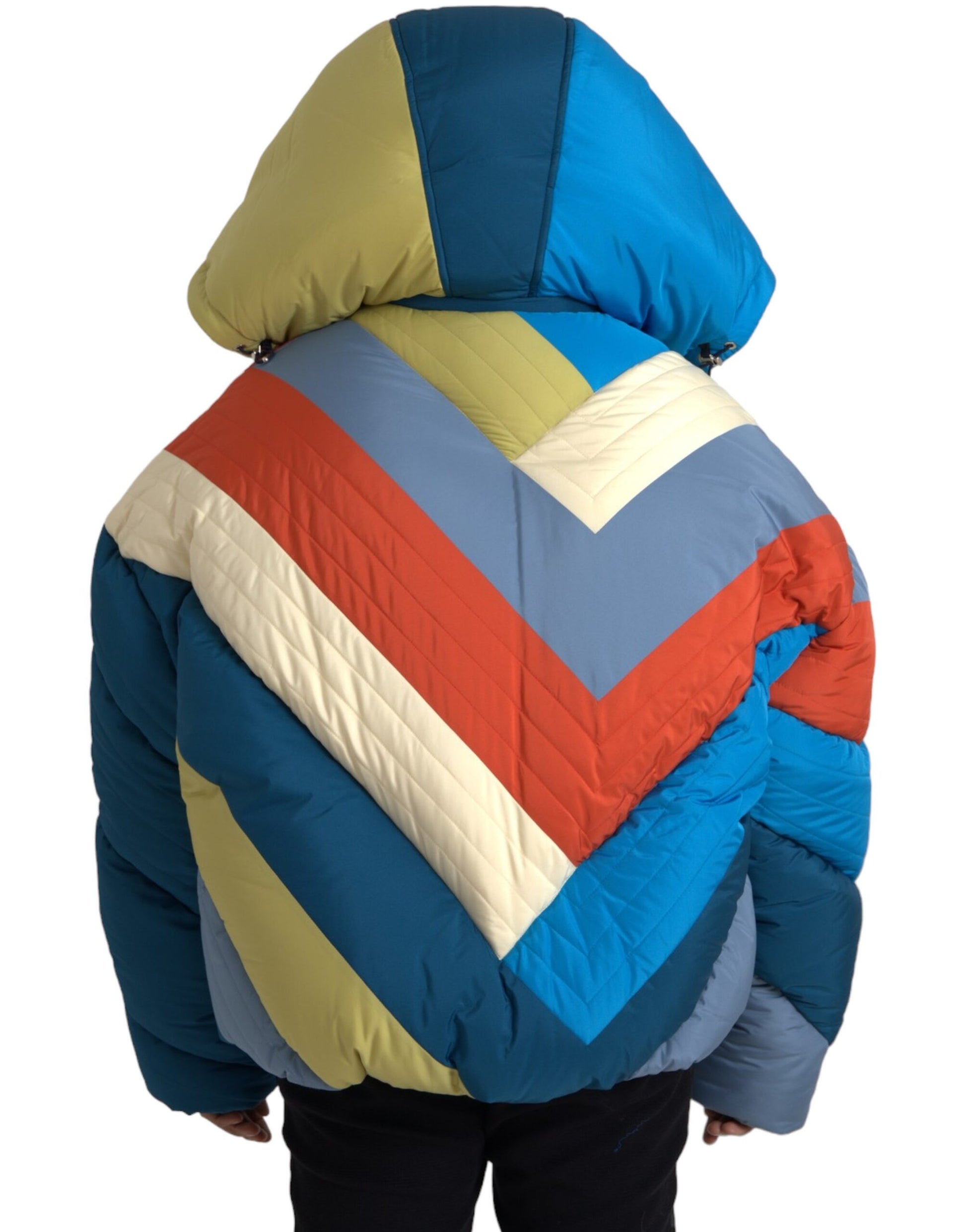 Mehrfarbige Windbreaker-Pufferjacke mit Logo