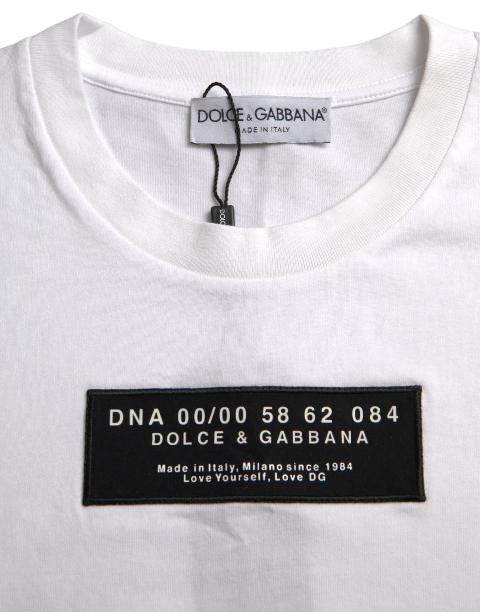 Weißes Herren-T-Shirt mit DG-Applikation aus Baumwolle